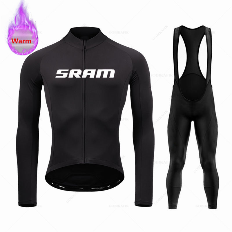 Cycling Bib Shorts - Зимний теплый флисовый комплект Sram с